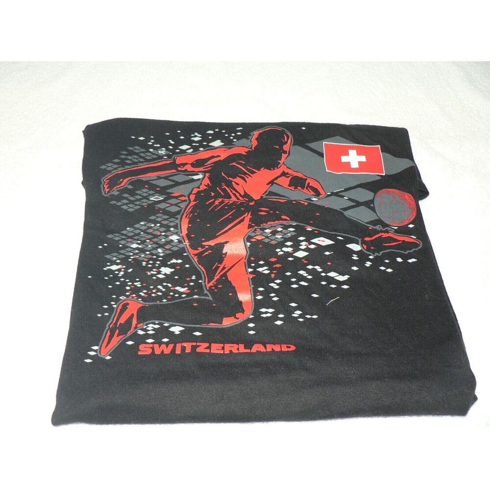 Kids National Soccer Apparel Switzerland T-Shirt Black/Red Size Large 14-16